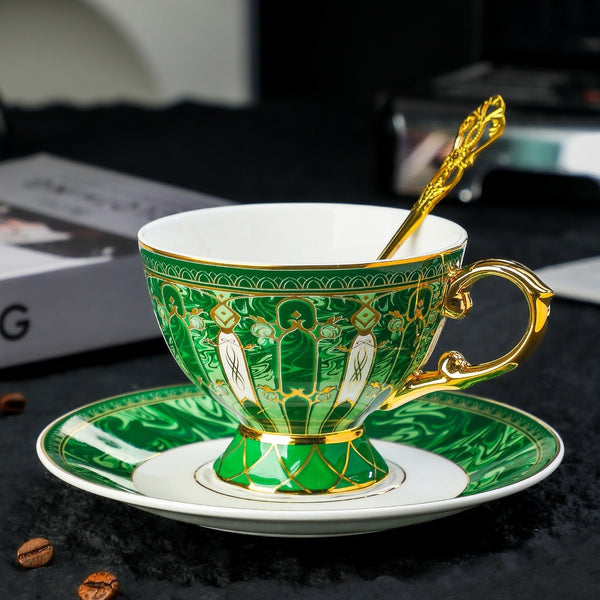 Beautiful British Tea Cup with Saucer, 8 oz Creative Porcelain Tea Cup and Saucer Set of 2 Cups, Elegant Ceramic Coffee Cups, Unique Tea Cup and Saucer in Gift Box as Birthday Gift-artworkcanvas