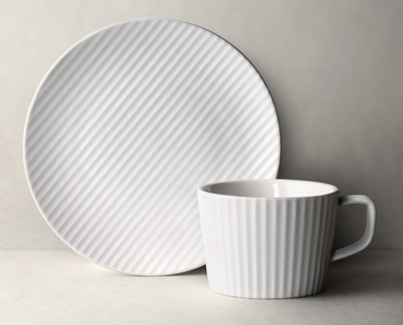 Unique White Tea Cup, Modern Handmade Pottery Coffee Cup, Creative White Ceramic Coffee Cup with Saucer, White Tea Cup for Afternoon Tea-artworkcanvas