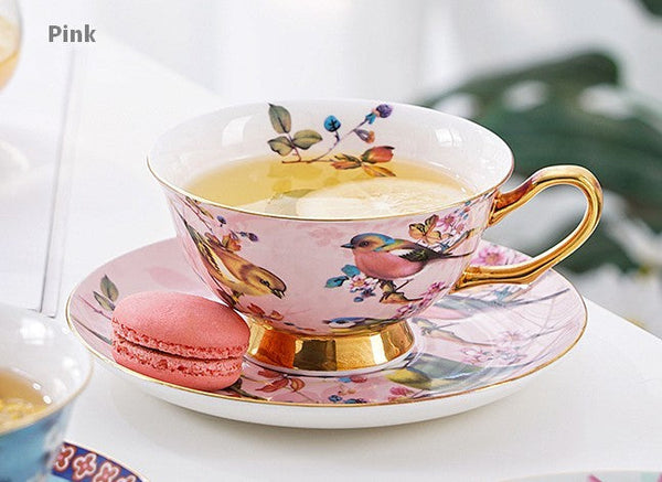 Unique Traditional Afternoon Tea Cup and Saucer in Gift Box, Royal Porcelain Tea Cup Saucer Set, Elegant Flower Pattern Ceramic Coffee Cups, Beautiful British Tea Cups-artworkcanvas