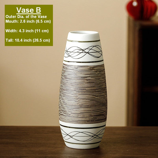 Large Flower Vase on Table, Modern Bouquet Flower Vases, Centerpiece on Dining Table, Handmade Pottery Flower Vases Urn, Water Holding Flower Vases-artworkcanvas