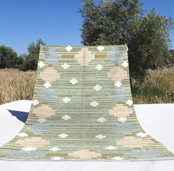 Extra Large Vintage Persian Rugs, Oversized Area Rugs for Living Room, Morocco Green Rugs for Dining Room, Traditional Colorful Moroccan Rug, Vintage Rugs for Bedroom-artworkcanvas