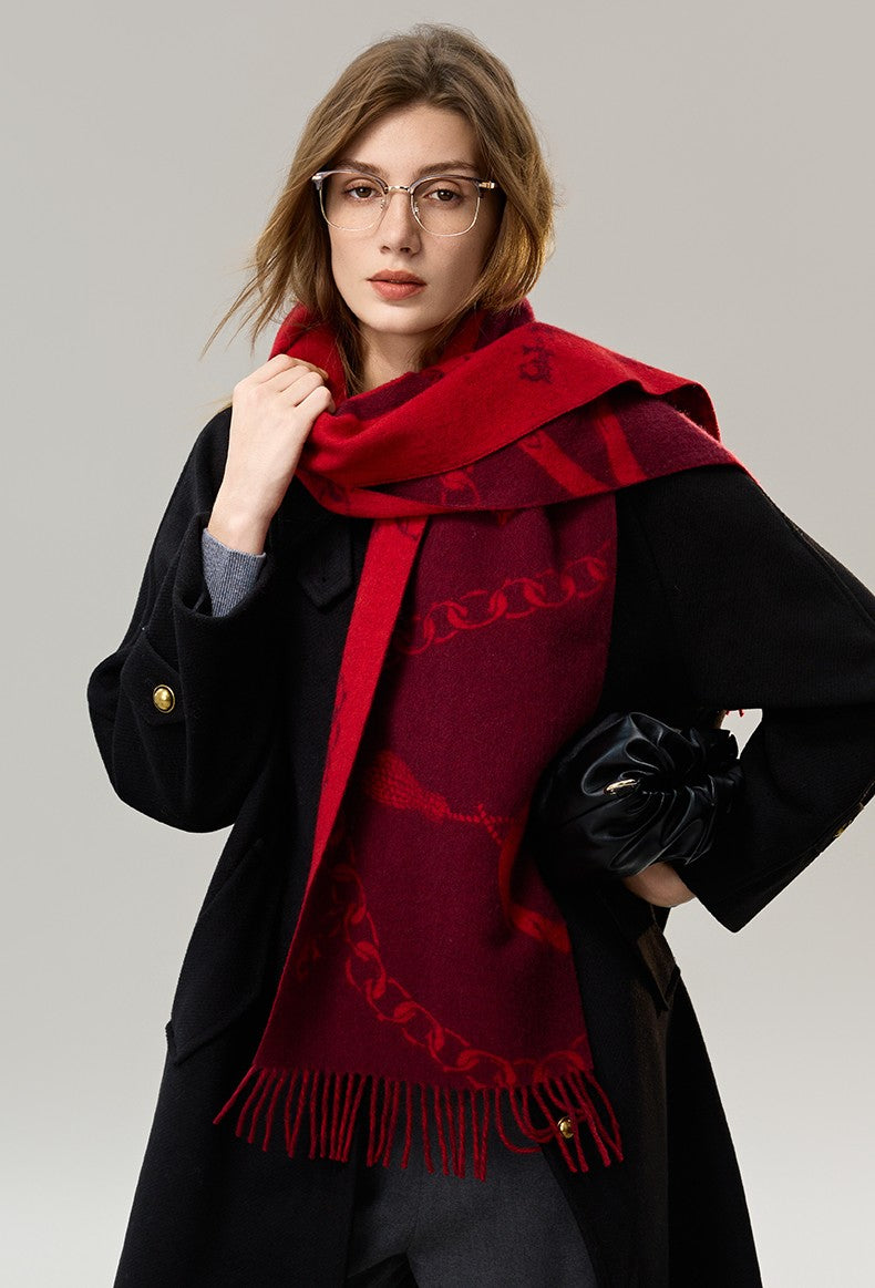 Modern Wool Scarf, Warm Winter Scarf, Holiday Women Scarf, Christmas Gifts for Her, Cold Weather Scarf, Fashion Scarf, Soft Cashmere Scarf for Girls, Elegant Designer Scarf-artworkcanvas