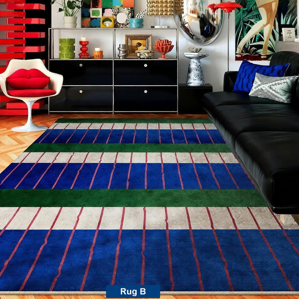 Bedroom Modern Floor Carpet, Blue Modern Rug Designs, Mid Century Modern Rugs, Contemporary Modern Rugs for Dining Room, Living Room Rug Ideas-artworkcanvas