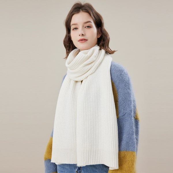 Casual Scarf for Women, Cold Weather Scarf, Warm Winter Scarf, Soft Cashmere Scarf for Women, Fashion Designer Scarf, Green White Grey Wool Scarf for Women-artworkcanvas