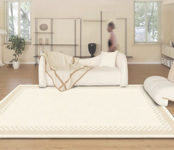 Bedroom Modern Rugs, Contemporary Soft Rugs for Living Room, Cream Color Geometric Modern Rugs, Modern Rugs for Dining Room-artworkcanvas