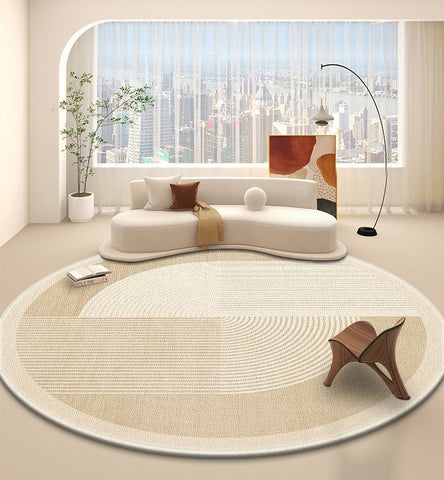 Bedroom Modern Round Rugs, Circular Modern Rugs under Dining Room Table, Contemporary Round Rugs, Geometric Modern Rug Ideas for Living Room-artworkcanvas