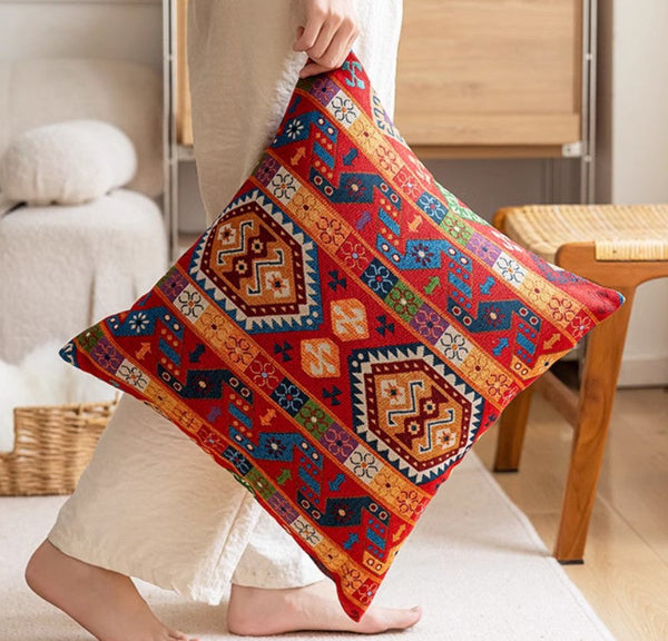 Extra Large Decorative Throw Pillows, Modern Sofa Pillows for Bedroom, Bohemian Decorative Sofa Pillows, Geometric Pattern Chenille Throw Pillow for Couch-artworkcanvas