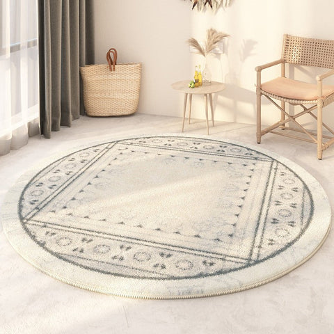 Abstract Contemporary Round Rugs, Circular Modern Rugs under Chair, Modern Round Rugs under Coffee Table, Geometric Modern Rugs for Bedroom-artworkcanvas