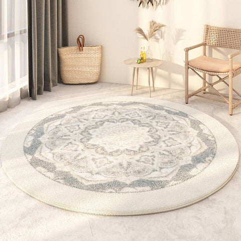 Circular Modern Rugs under Sofa, Modern Round Rugs under Coffee Table, Abstract Contemporary Round Rugs, Geometric Modern Rugs for Bedroom-artworkcanvas