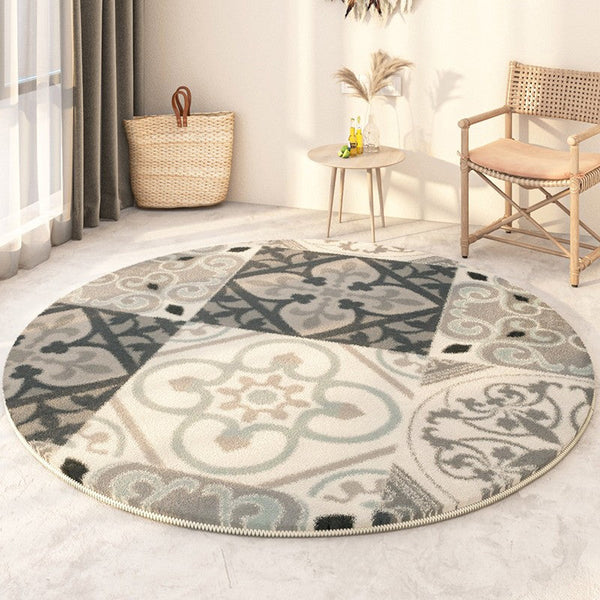 Modern Round Rugs under Coffee Table, Circular Modern Rugs under Sofa, Abstract Contemporary Round Rugs, Geometric Modern Rugs for Bedroom-artworkcanvas