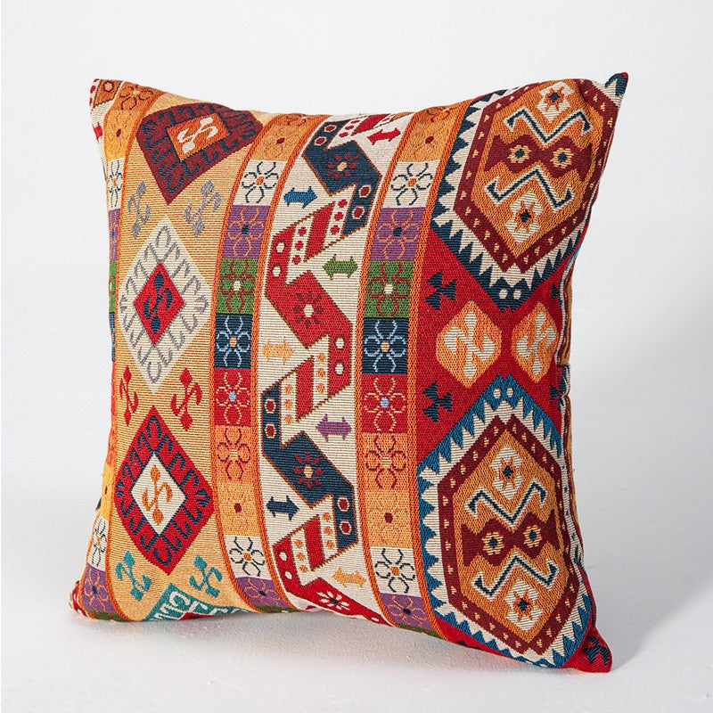 Large Decorative Throw Pillows, Bohemia Rustic Sofa Pillows for Bedroom, Geometric Pattern Chenille Throw Pillow for Couch, Bohemian Decorative Sofa Pillows-artworkcanvas