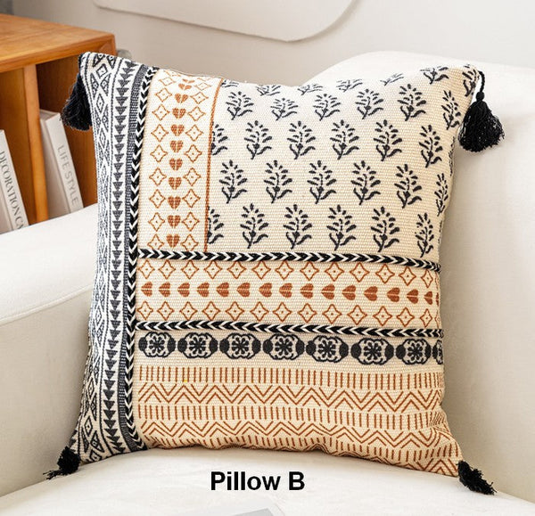 Geometric Modern Pillows, Decorative Throw Pillows for Living Room, Bohemian Decorative Sofa Pillows, Oriental Square Pillows for Couch-artworkcanvas