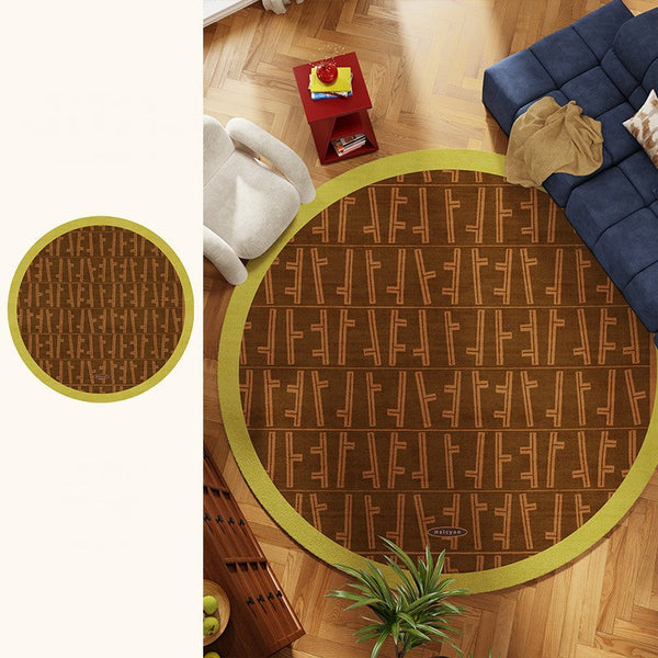 Mid Century Circular Rugs for Bedroom, Abstract Contemporary Round Rugs under Chairs, Modern Rugs for Dining Room, Geometric Modern Rugs for Living Room-artworkcanvas