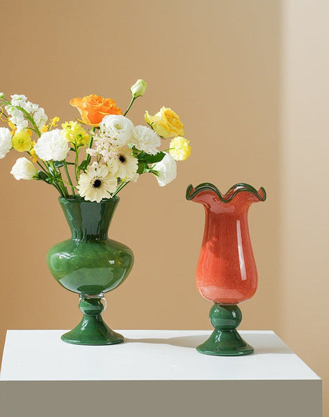 Unique Modern Glass Vase, Contemporary Vase for Modern Home Decor, Modern Glass Flower Vases, Handmade Liuli Vases, Centerpiece Vases on Table-artworkcanvas