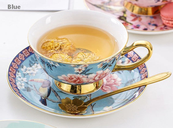 Unique Traditional Afternoon Tea Cup and Saucer in Gift Box, Royal Porcelain Tea Cup Saucer Set, Elegant Flower Pattern Ceramic Coffee Cups, Beautiful British Tea Cups-artworkcanvas