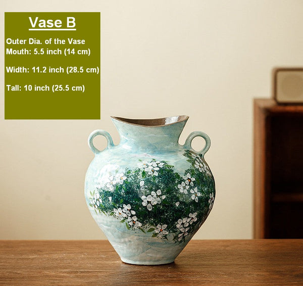 Centerpiece on Dining Table, Handmade Water Holding Flower Vases, Large Flower Vases on Table, Modern Pottery Flower Vases, Pottery Bud Vases-artworkcanvas