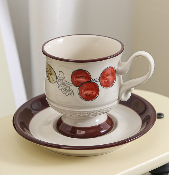 Elegant Ceramic Cups, Creative Coffee Cup and Saucer, 8 oz Porcelain Tea Cup Saucer Set, Beautiful British Tea Cups for Traditional Afternoon Tea-artworkcanvas