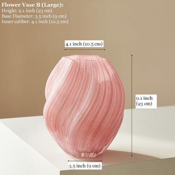 Modern Vases for Living Room, Unique Decorative Glass Vase, Centerpiece Vases on Table, Handmade Contemporary Glass Vases, Mid Century Pink Vases for Flowers-artworkcanvas