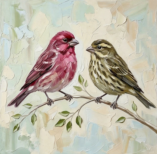 House Finch Bird Painting, Hand Painted Canvas Art, Small Art on Canvas, Miniature Wall Art, Original Oil Paintings for Sale