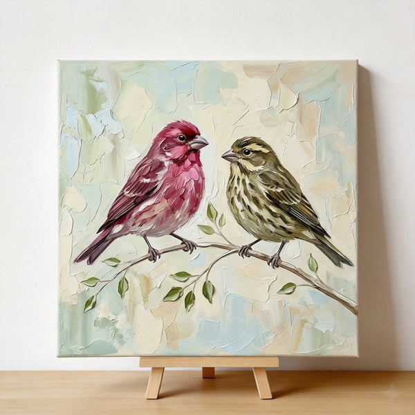 House Finch Bird Painting, Hand Painted Canvas Art, Small Art on Canvas, Miniature Wall Art, Original Oil Paintings for Sale