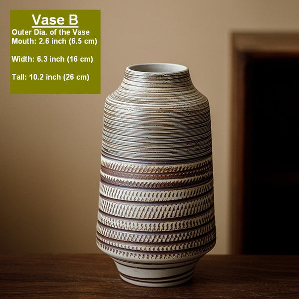 Centerpiece on Dining Table, Handmade Pottery Flower Vases Urn, Modern Bouquet Flower Vases, Water Holding Flower Vases, Large Flower Vase on Table-artworkcanvas