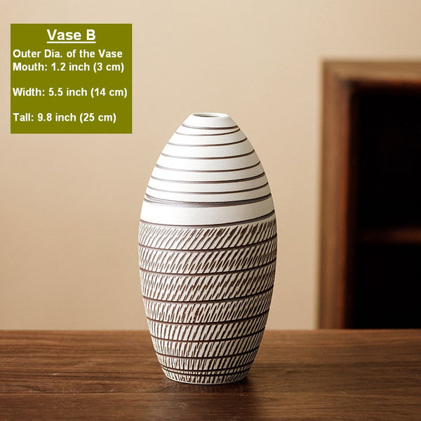 Modern Bouquet Flower Vases, Centerpiece on Dining Table, Large Flower Vase on Table, Handmade Pottery Flower Vases Urn, Water Holding Flower Vases-artworkcanvas