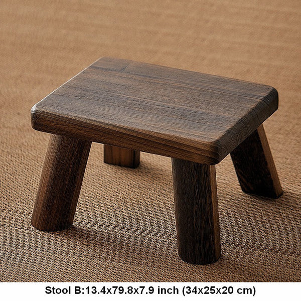 Dining Table Stool, Shoe-changing Stool, Solid Wood low Stool, Paulownia Wood Stool, Children's Wooden Stool, Sofa Stool-artworkcanvas