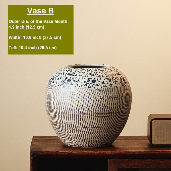 Large Pottery Flower Vases Urn, Centerpiece on Dining Table, Flower Vase on Table, Handmade Water Holding Flower Vases, Modern Bouquet Vases-artworkcanvas