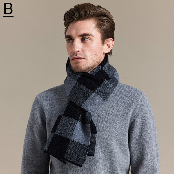 Plaid Scarf for Men, Business Wool Scarf for Gentleman, Men's Winter Scarf, Men's Wool Scarf Winter, Modern Fashion Scarf, Formal Men Scarf Styles, Pure Wool Scarf-artworkcanvas