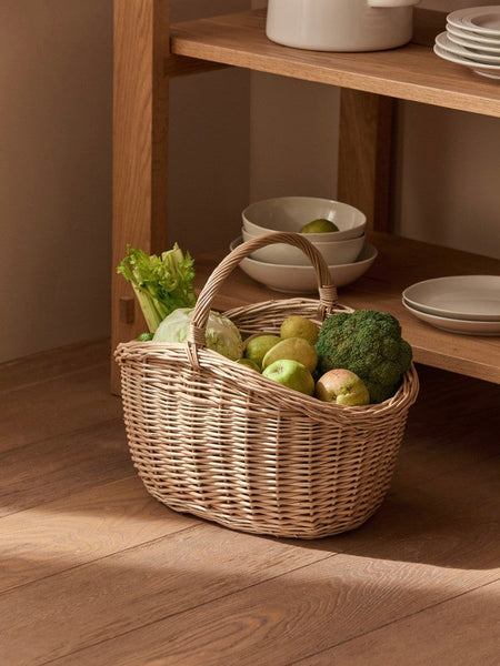 Wicker Storage Basket, Large Picnic Food Basket with Handle, Lovely Willow Weaving Baskets for Vegetable, Natural Fruit Basket, Natural Hand-woven Kitchen Storage Baskets-artworkcanvas