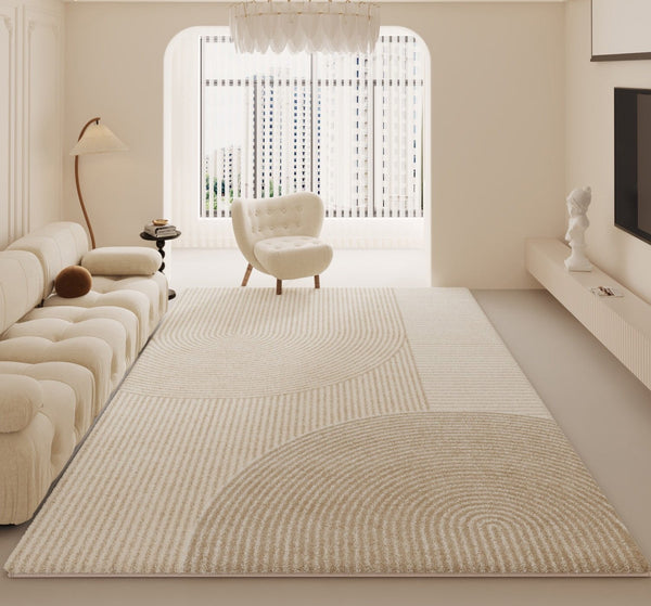 Cream Color Modern Rugs for Living Room, Soft Modern Rug for Bedroom, Geometric Contemporary Rugs for Dining Room, Modern Rugs for Sale-artworkcanvas