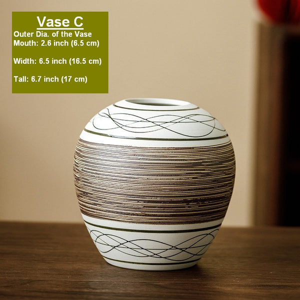 Centerpiece on Dining Table, Handmade Pottery Flower Vases Urn, Large Flower Vase on Table, Modern Bouquet Flower Vases, Water Holding Flower Vases-artworkcanvas
