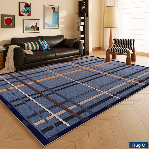 Bedroom Modern Floor Carpet, Blue Modern Rug Designs, Mid Century Modern Rugs, Contemporary Modern Rugs for Dining Room, Living Room Rug Ideas-artworkcanvas