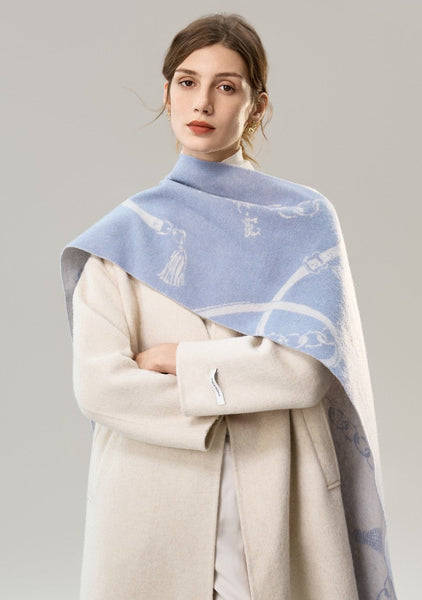 Elegant Designer Scarf, Holiday Women Scarf, Christmas Gifts for Her, Modern Wool Scarf, Warm Winter Scarf, Cold Weather Scarf, Blue Fashion Scarf, Soft Cashmere Scarf for Girls-artworkcanvas