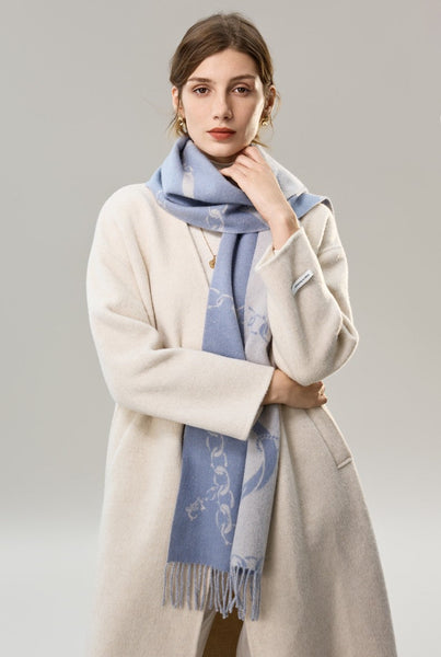 Elegant Designer Scarf, Holiday Women Scarf, Christmas Gifts for Her, Modern Wool Scarf, Warm Winter Scarf, Cold Weather Scarf, Blue Fashion Scarf, Soft Cashmere Scarf for Girls-artworkcanvas