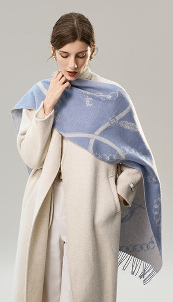 Elegant Designer Scarf, Holiday Women Scarf, Christmas Gifts for Her, Modern Wool Scarf, Warm Winter Scarf, Cold Weather Scarf, Blue Fashion Scarf, Soft Cashmere Scarf for Girls-artworkcanvas