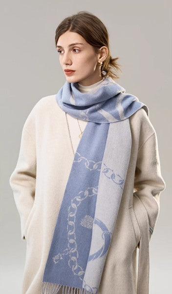 Elegant Designer Scarf, Holiday Women Scarf, Christmas Gifts for Her, Modern Wool Scarf, Warm Winter Scarf, Cold Weather Scarf, Blue Fashion Scarf, Soft Cashmere Scarf for Girls-artworkcanvas