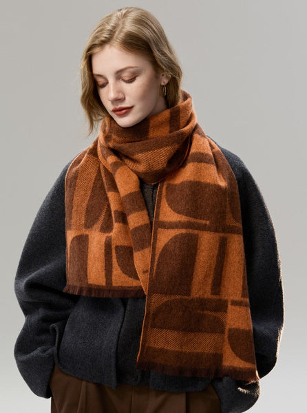 Casual Scarf for Women, Modern Wool Scarf for Women, Fashion Designer Scarf, Cold Weather Scarf, Winter Scarf, Soft Cashmere Scarf for Women-artworkcanvas