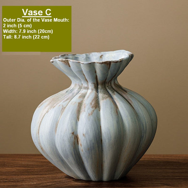 Modern Flower Vase Centerpiece on Table, Handmade Water Holding Flower Vases, Porcelain Flower Vases, Ceramic Bouquet Vases-artworkcanvas