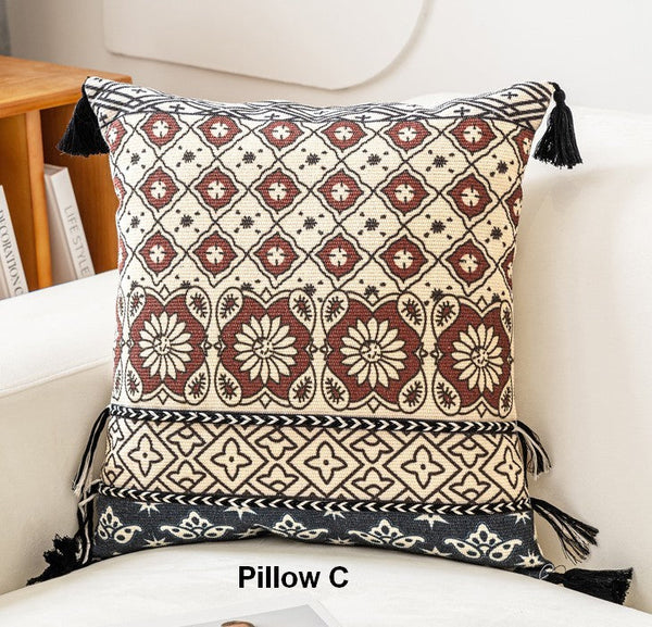 Geometric Modern Pillows, Decorative Throw Pillows for Living Room, Bohemian Decorative Sofa Pillows, Oriental Square Pillows for Couch-artworkcanvas