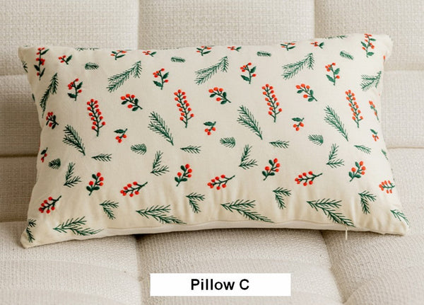 Embroider Flower Cotton Pillow Covers, Spring Flower Decorative Pillows for Bedroom, Decorative Pillows for Couch, Farmhouse Decorative Pillows for Sofa-artworkcanvas
