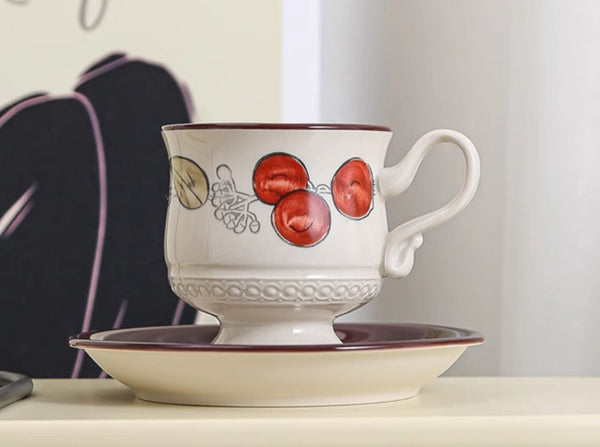 Elegant Ceramic Cups, Creative Coffee Cup and Saucer, 8 oz Porcelain Tea Cup Saucer Set, Beautiful British Tea Cups for Traditional Afternoon Tea-artworkcanvas