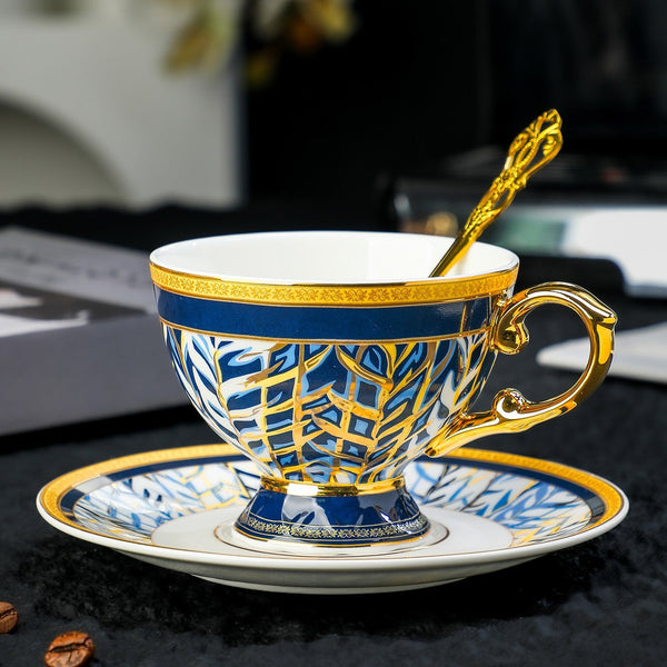 British Royal Tea Cup and Saucer in Gift Box, 8 oz Elegant Ceramic Coffee Cups, Porcelain Tea Cup and Saucer Set, British Tea Cup set-artworkcanvas
