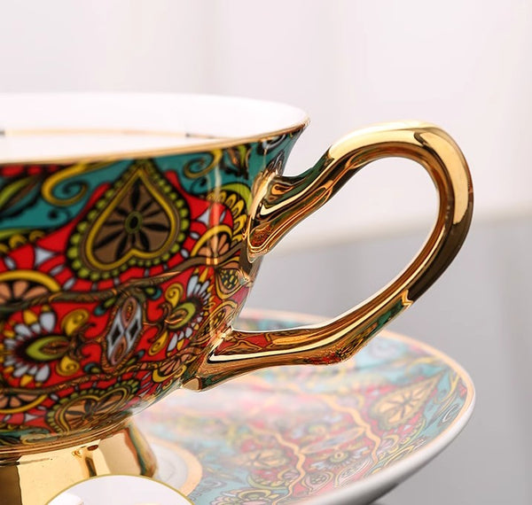 Royal Porcelain Tea Cup Saucer Set, Elegant British Ceramic Coffee Cups, Unique British Tea Cup and Saucer in Gift Box-artworkcanvas