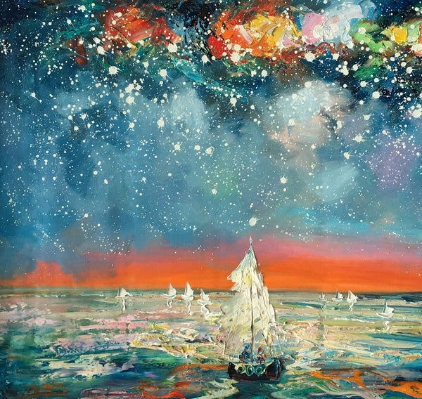 Impasto Art, Heavy Texture Painting, Starry Night Sky, Abstract Landscape Painting, Palette Knife Art, Custom Artwork