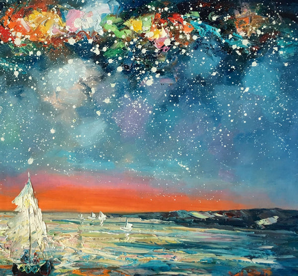 Impasto Art, Heavy Texture Painting, Starry Night Sky, Abstract Landscape Painting, Palette Knife Art, Custom Artwork