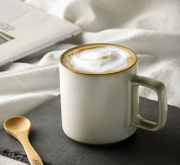 Modern Handmade Pottery Coffee Cup, Large Capacity Coffee Mugs, Unique Tea Cup, Creative White Black Ceramic Coffee Mugs-artworkcanvas