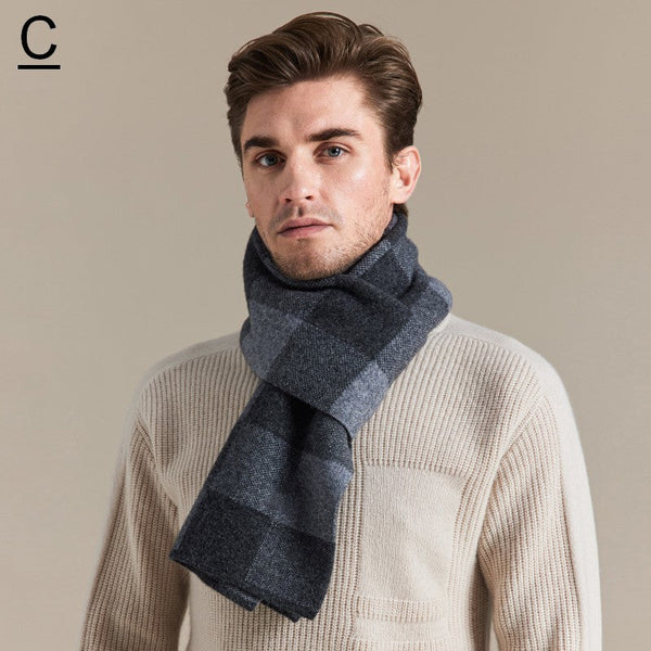 Plaid Scarf for Men, Business Wool Scarf for Gentleman, Men's Winter Scarf, Men's Wool Scarf Winter, Modern Fashion Scarf, Formal Men Scarf Styles, Pure Wool Scarf-artworkcanvas