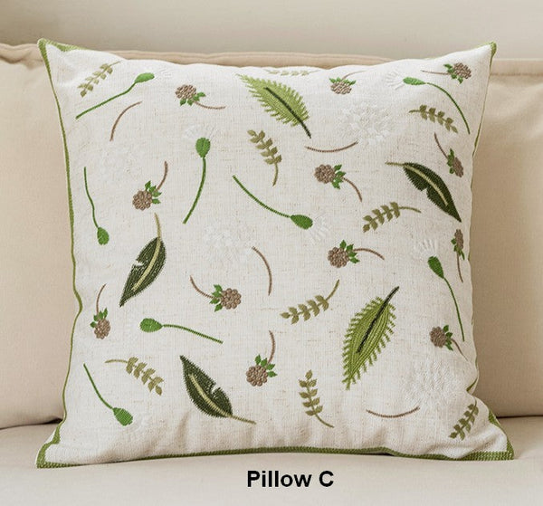 Decorative Pillows for Couch, Spring Flower Decorative Throw Pillows, Farmhouse Sofa Decorative Pillows, Embroider Flower Cotton Pillow Covers-artworkcanvas