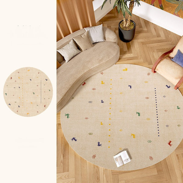 Geometric Modern Rug Ideas for Living Room, Circular Modern Rugs for Bathroom, Modern Rugs for Children's Room, Abstract Contemporary Round Rugs for Dining Room-artworkcanvas